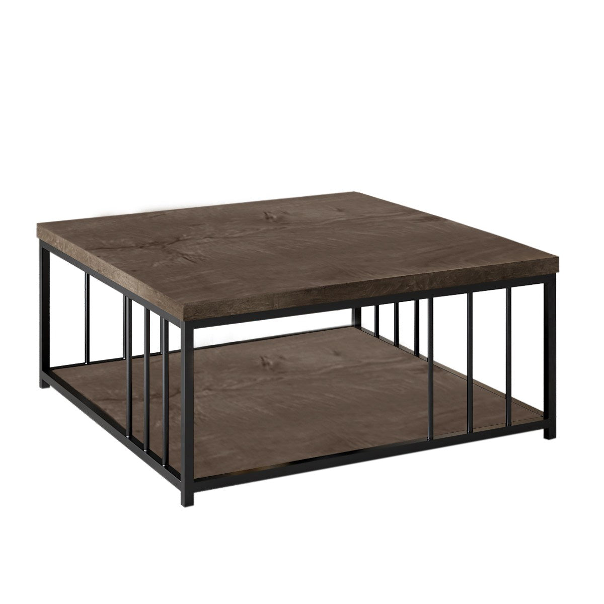 Masuta cafea Zenn, nuc/negru, PAL melaminat/metal, 90x90x40 cm