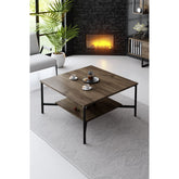 Masuta cafea Black Line, nuc/negru, PAL, 80x80x40 cm