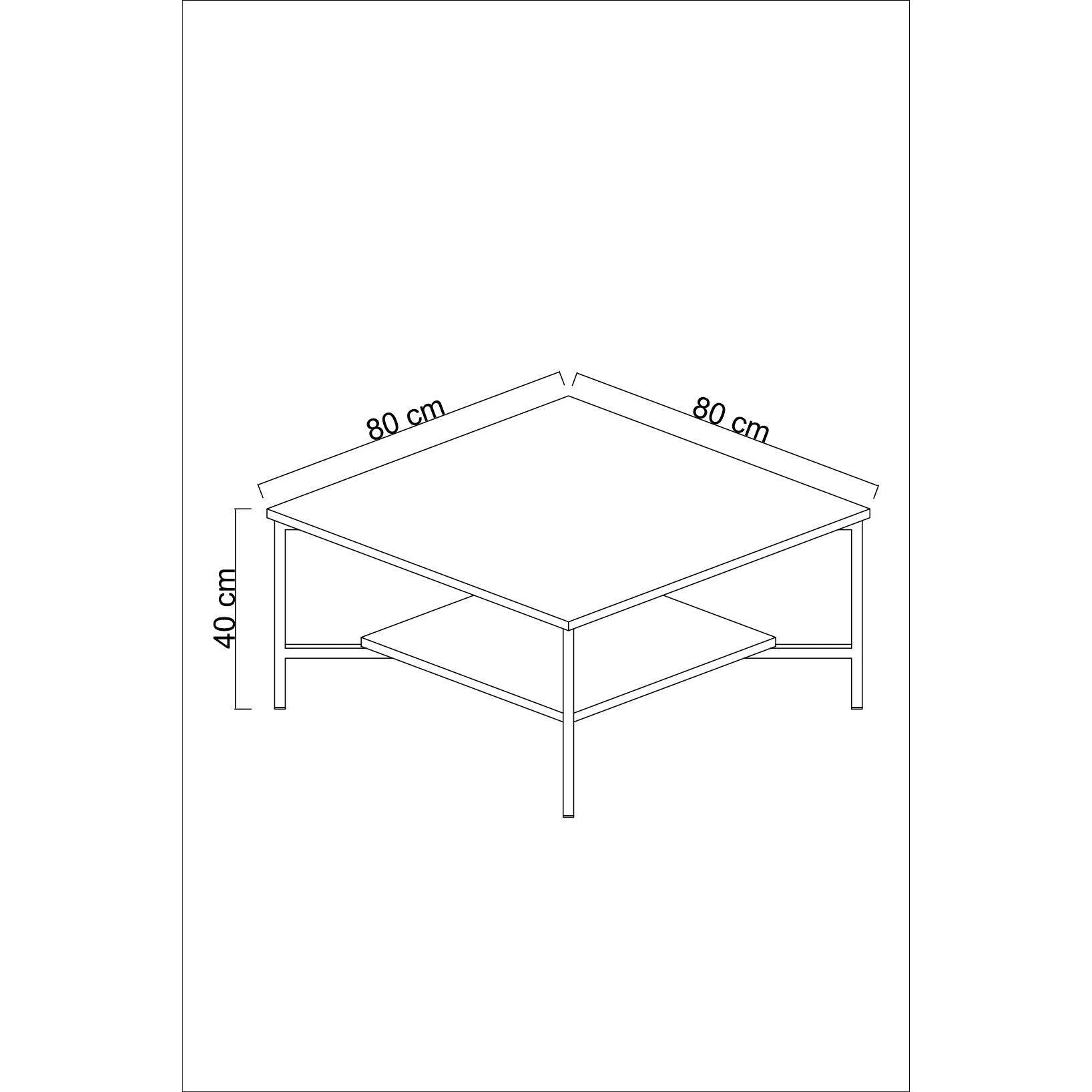 Masuta cafea Gold Line, nuc/negru, PAL, 80x80x40 cm