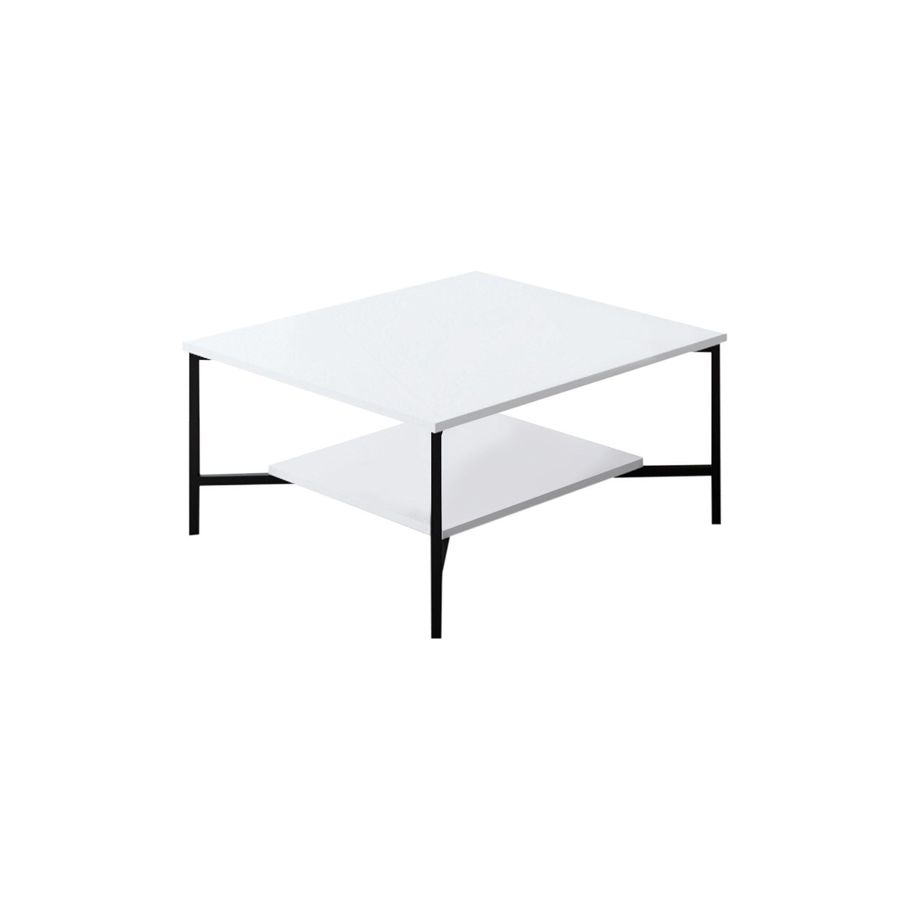Set living Black Line, format din comoda TV, masuta cafea si 2 rafturi, alb/negru, PAL