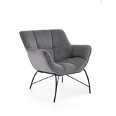 Fotoliu modern Belton, catifea gri, 74x73x78 cm
