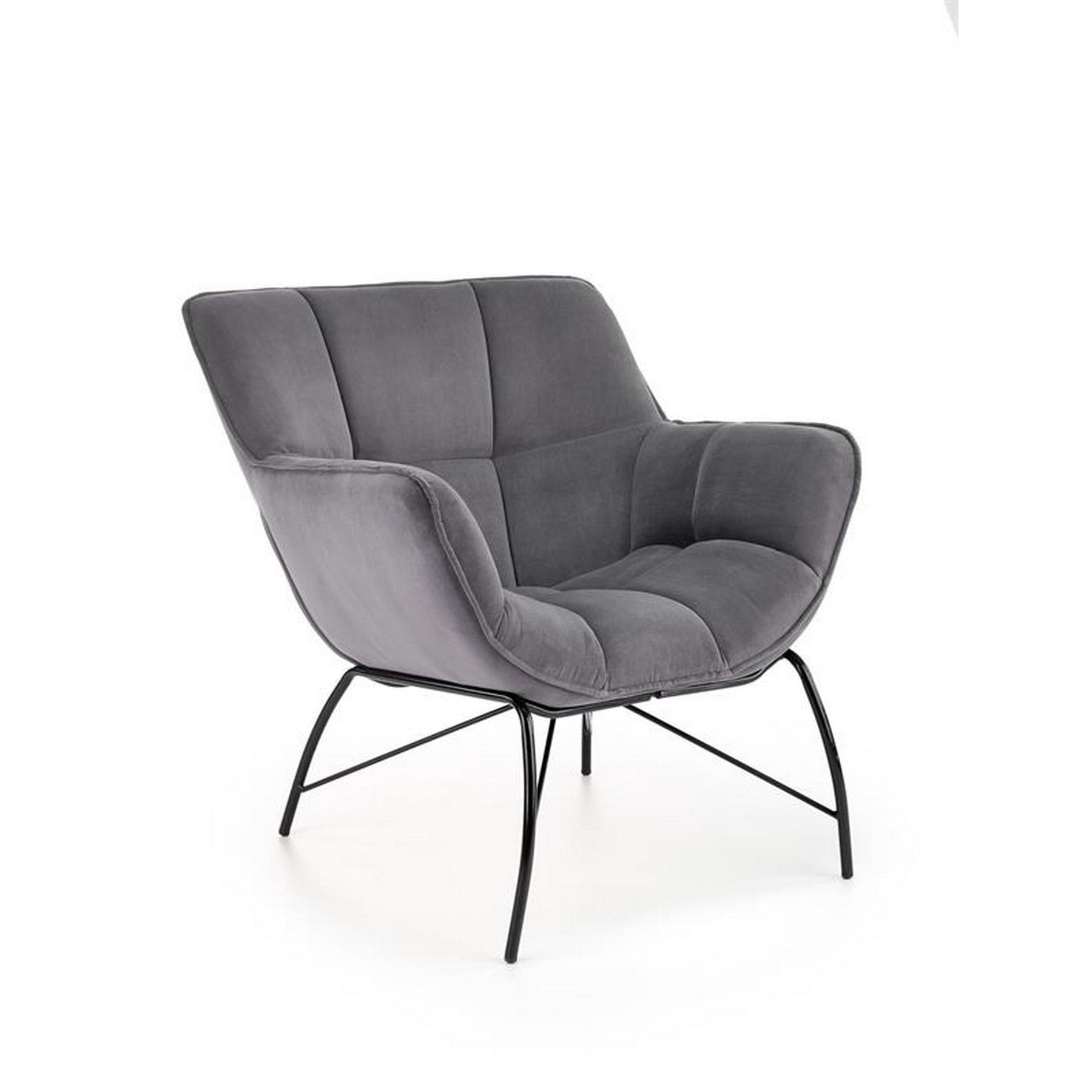 Fotoliu modern Belton, catifea gri, 74x73x78 cm