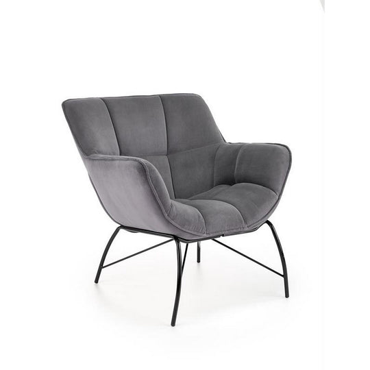 Fotoliu modern Belton, catifea gri, 74x73x78 cm