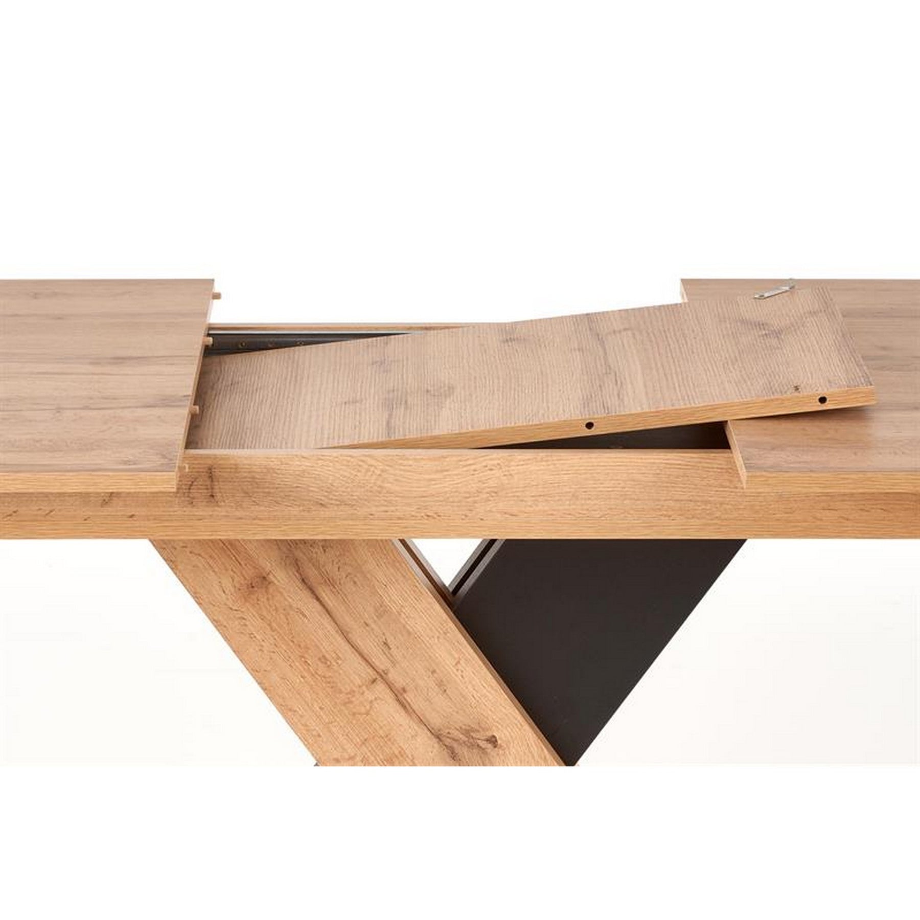 Masa extensibila XARELTO, wotan/negru mat, 130/175x85x76 cm