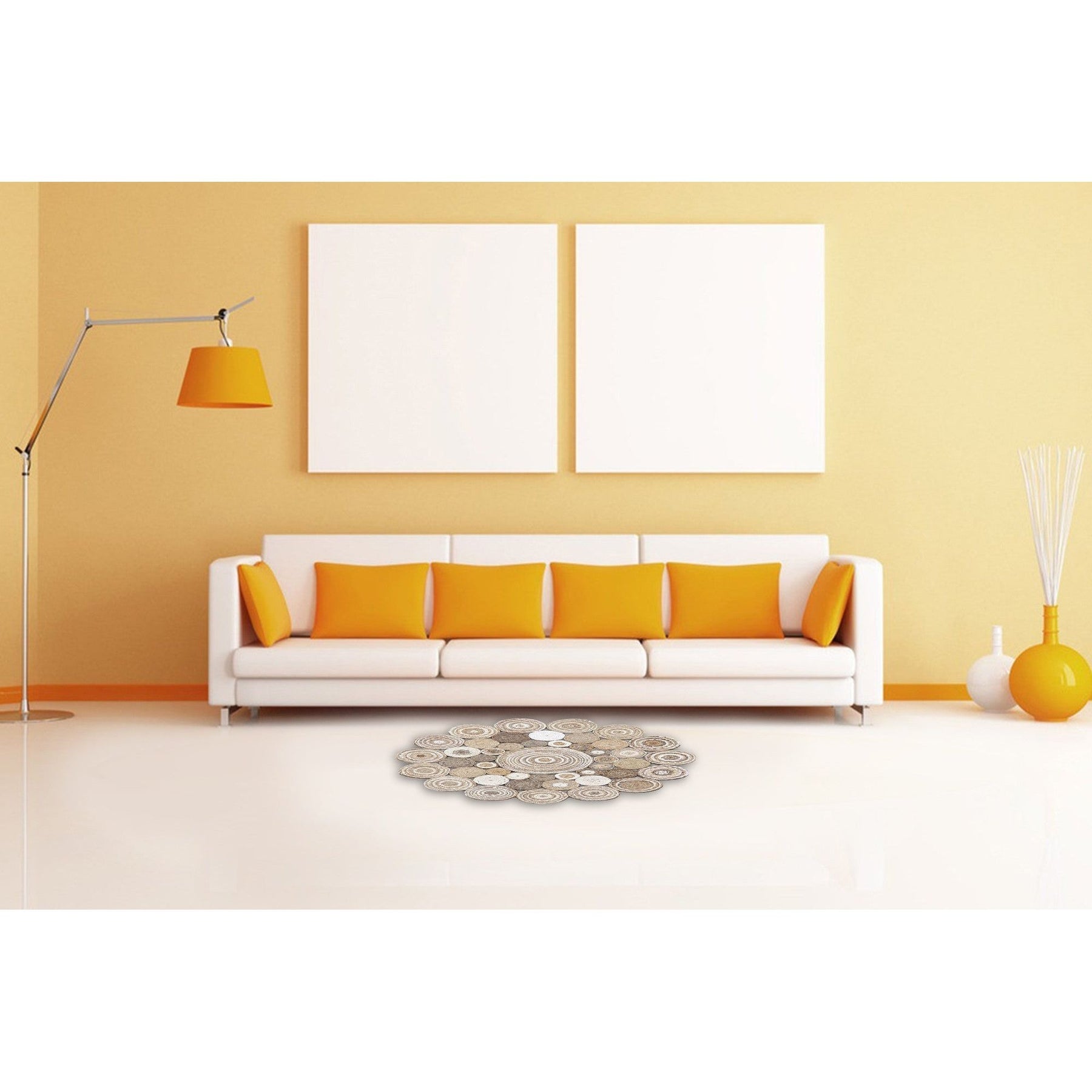 Covor, 120 cm, forma rotunda, material iuta, bej, CA 111 - White, Multy XW Q