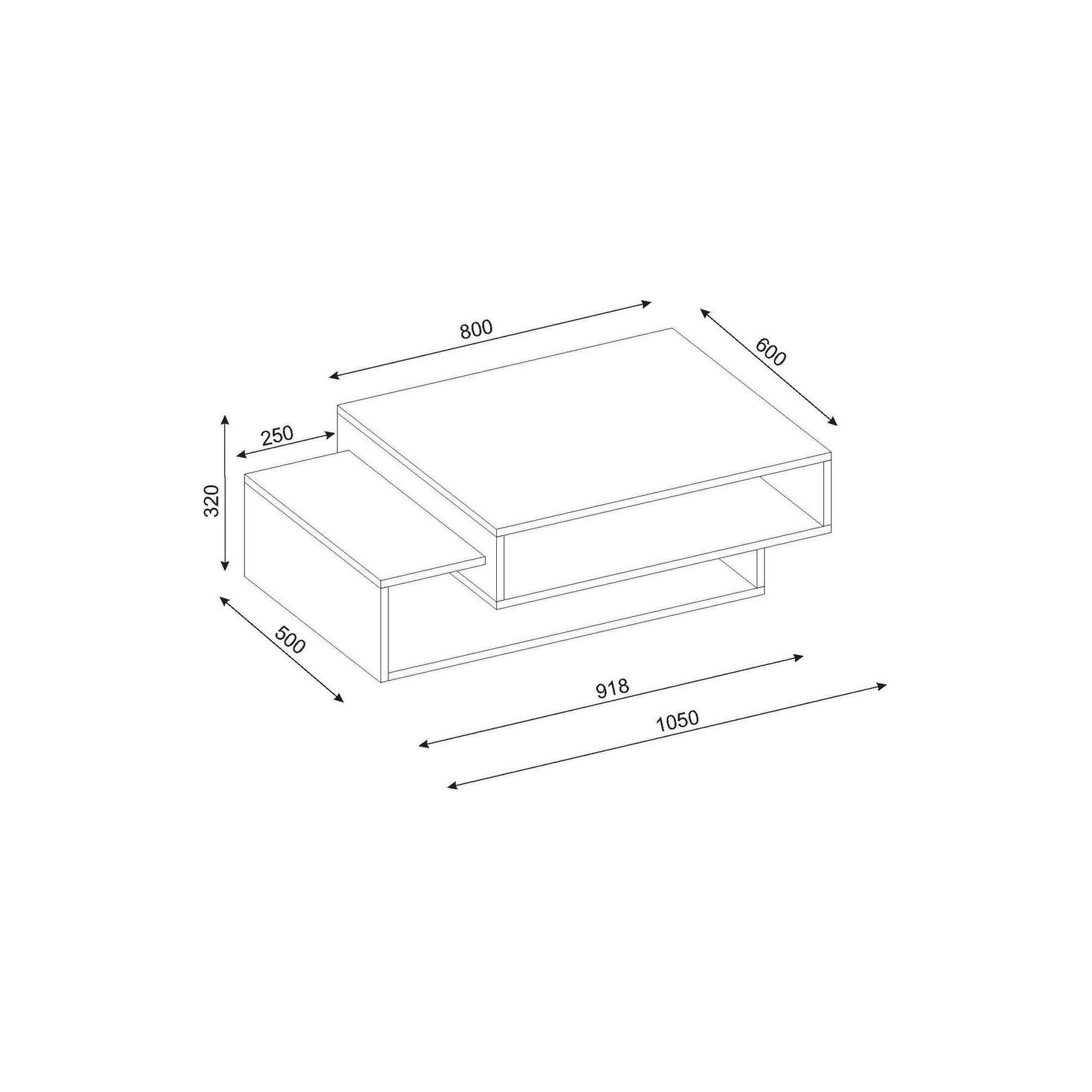 Masuta cafea Tab, stejar/alb, PAL melaminat, 105x60x32 cm