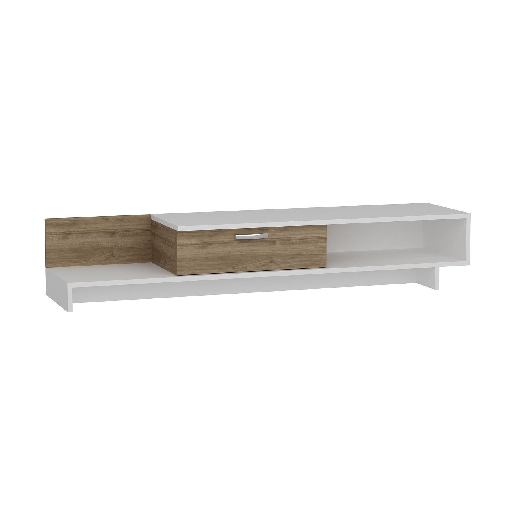 Comoda TV Wrap, alb/nuc, PAL melaminat, 162x39x31 cm