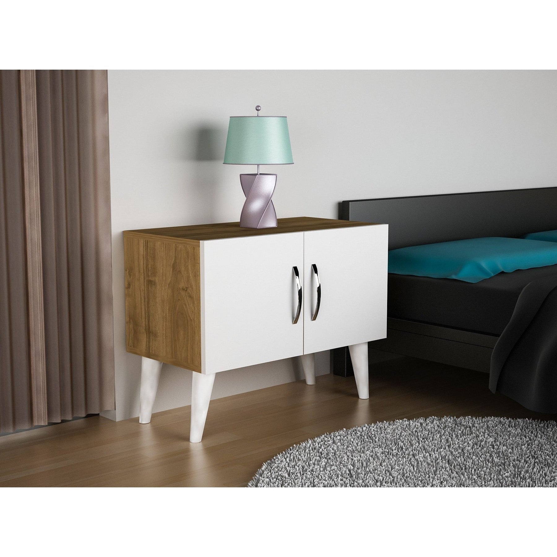 Noptiera Bellini v2, alb/nuc, PAL, 70x37x55 cm