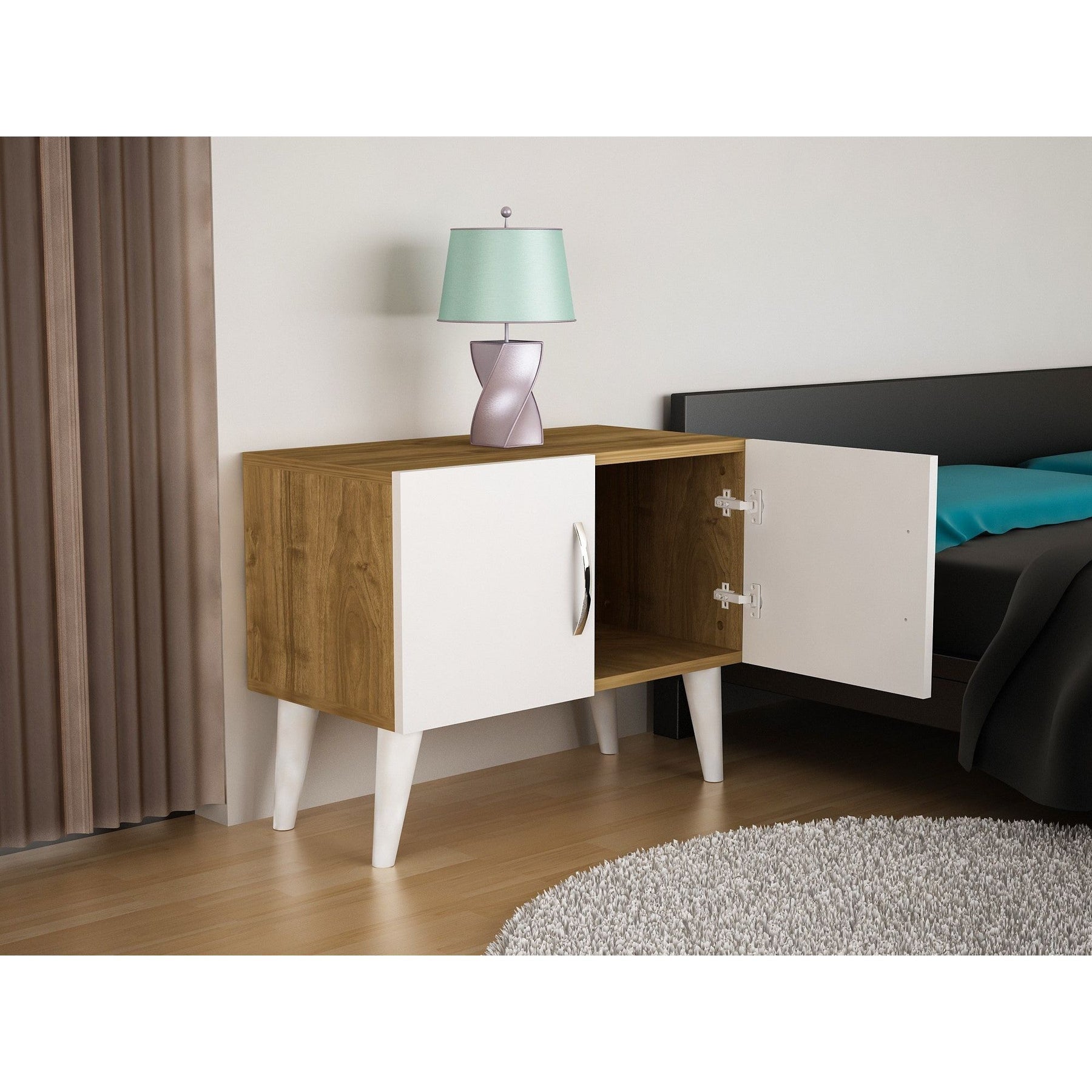 Noptiera Bellini v2, alb/nuc, PAL, 70x37x55 cm