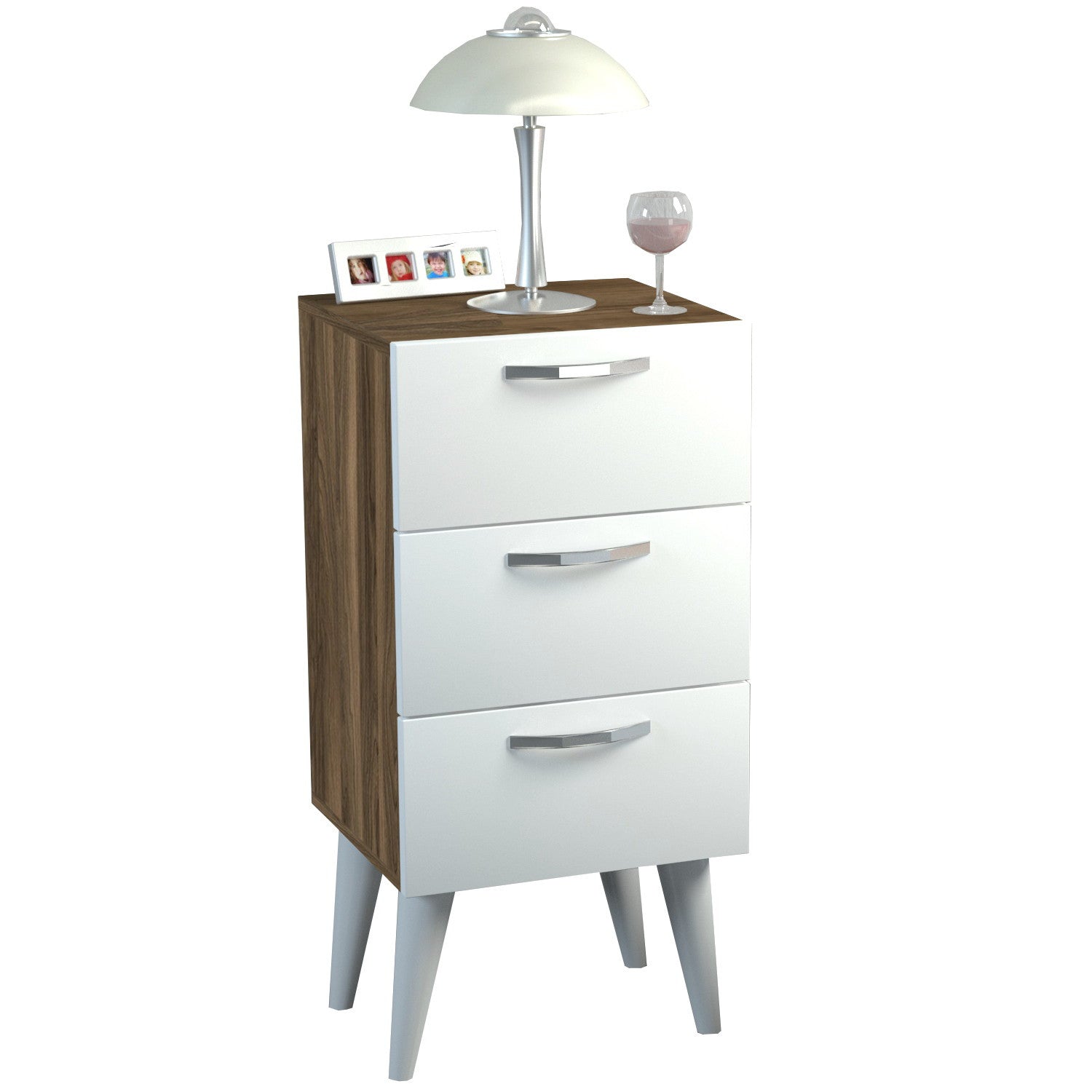 Noptiera Bellini v3, alb/nuc, PAL, 40x37x80 cm