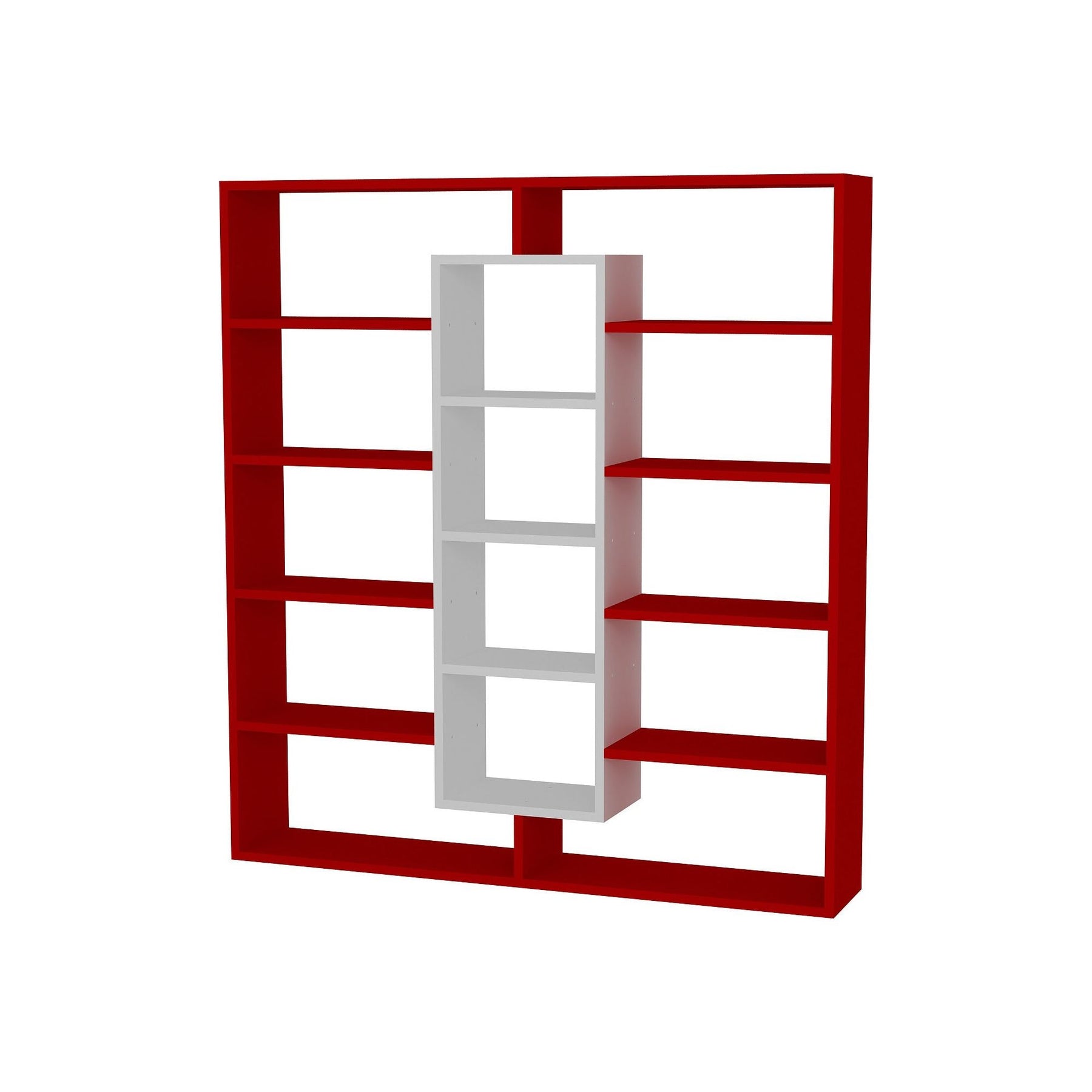 Biblioteca Ample, rosu/alb, PAL, 125x22x136 cm