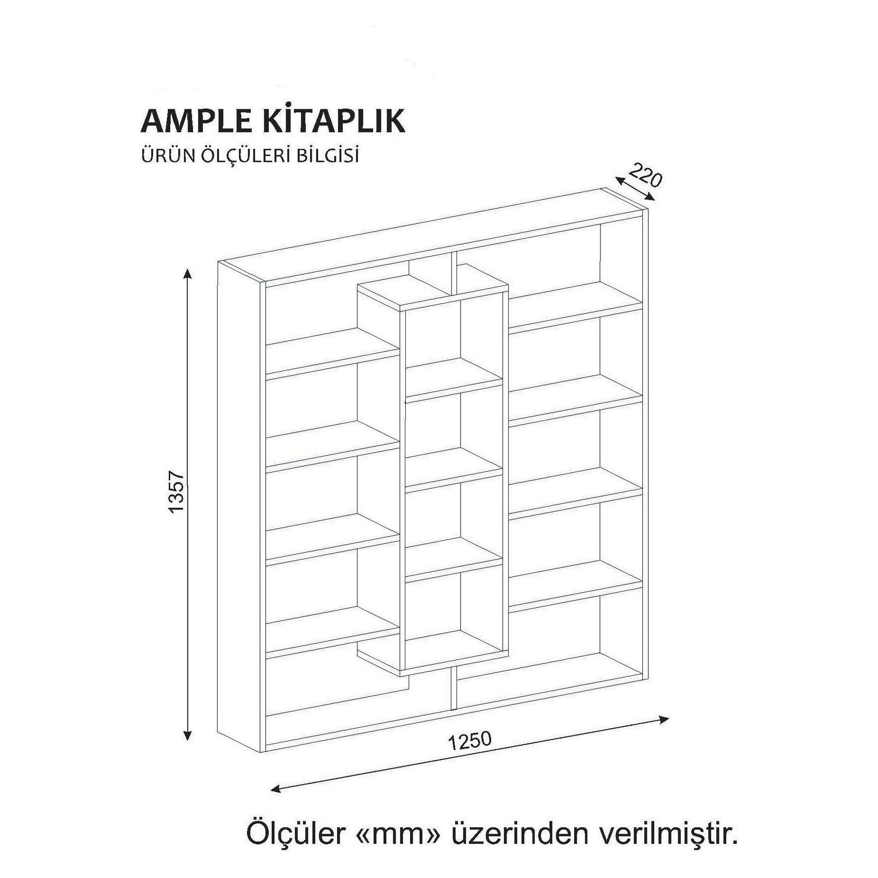 Biblioteca Ample, negru/alb, PAL, 125x22x136 cm