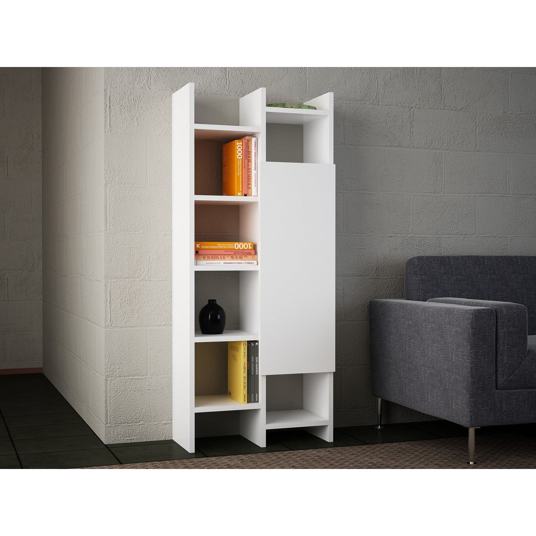 Biblioteca Adaline, alb, PAL, 55x25x130 cm