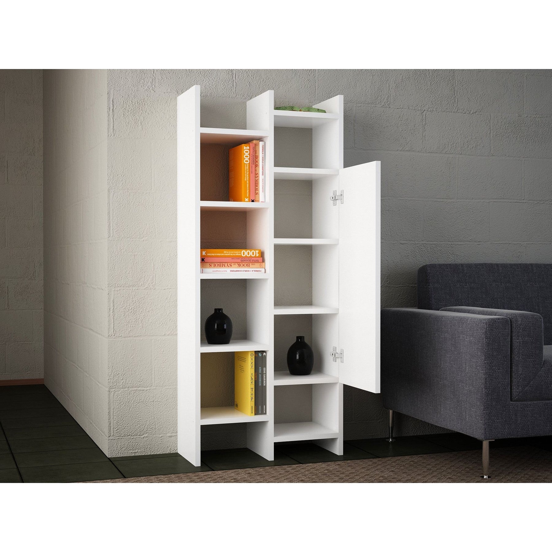 Biblioteca Adaline, alb, PAL, 55x25x130 cm