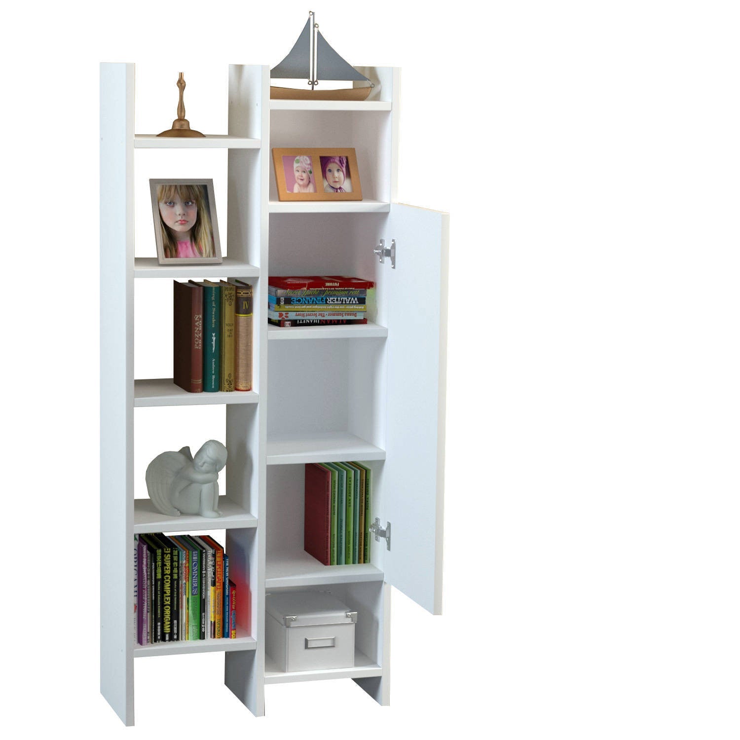 Biblioteca Adaline, alb, PAL, 55x25x130 cm