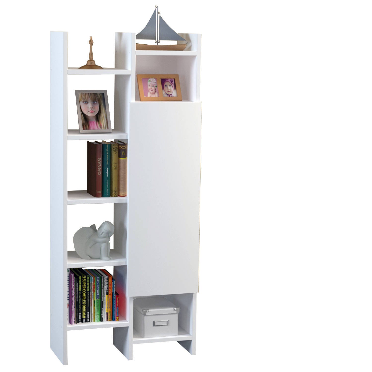 Biblioteca Adaline, alb, PAL, 55x25x130 cm