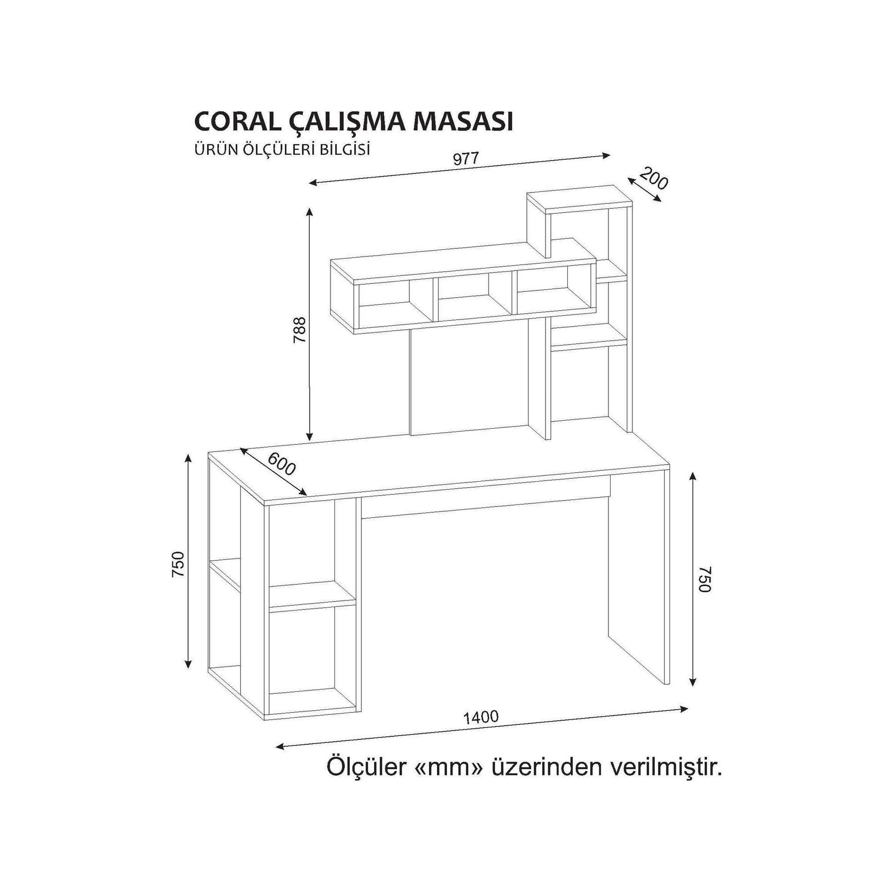 Birou Coral, alb/nuc, PAL, 140x60x154 cm
