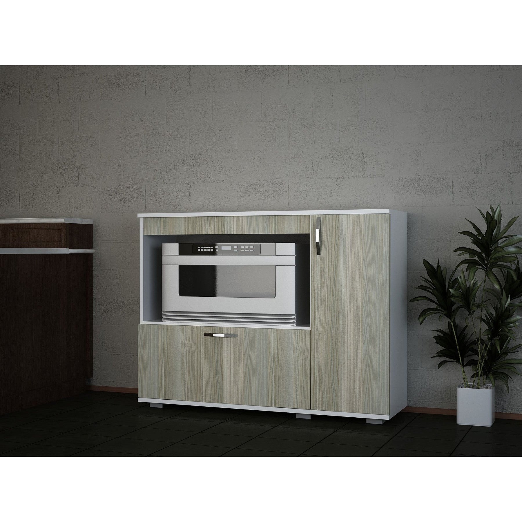 Dulap bucatarie Charlotta, stejar/alb, PAL, 118x35x90 cm