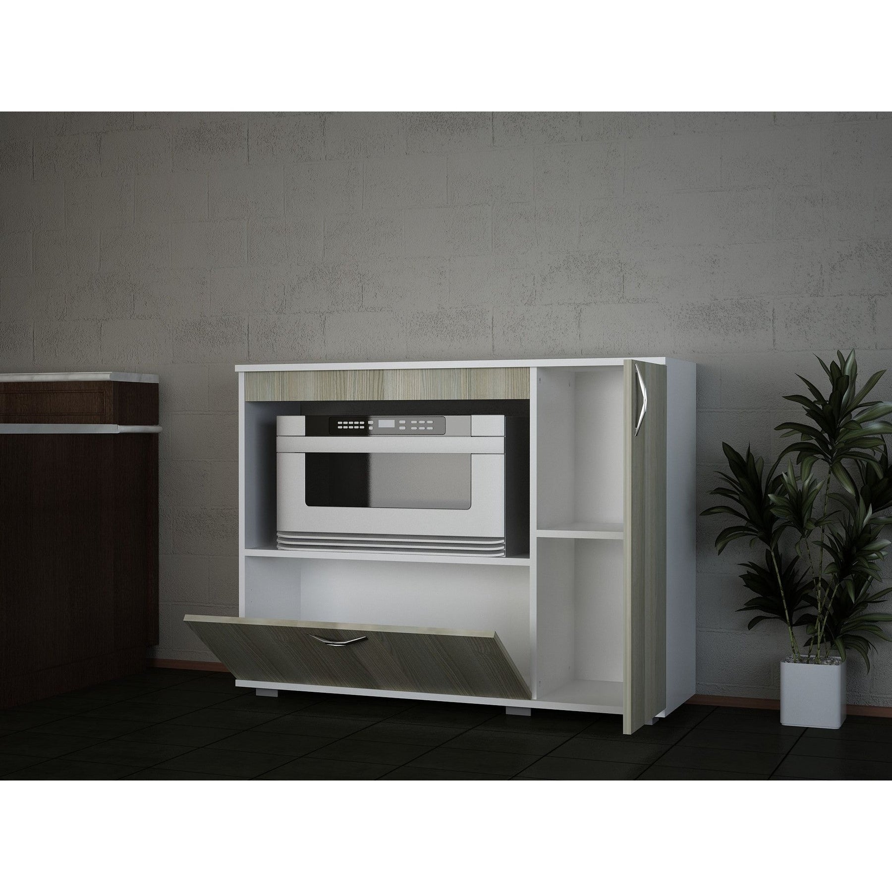 Dulap bucatarie Charlotta, stejar/alb, PAL, 118x35x90 cm