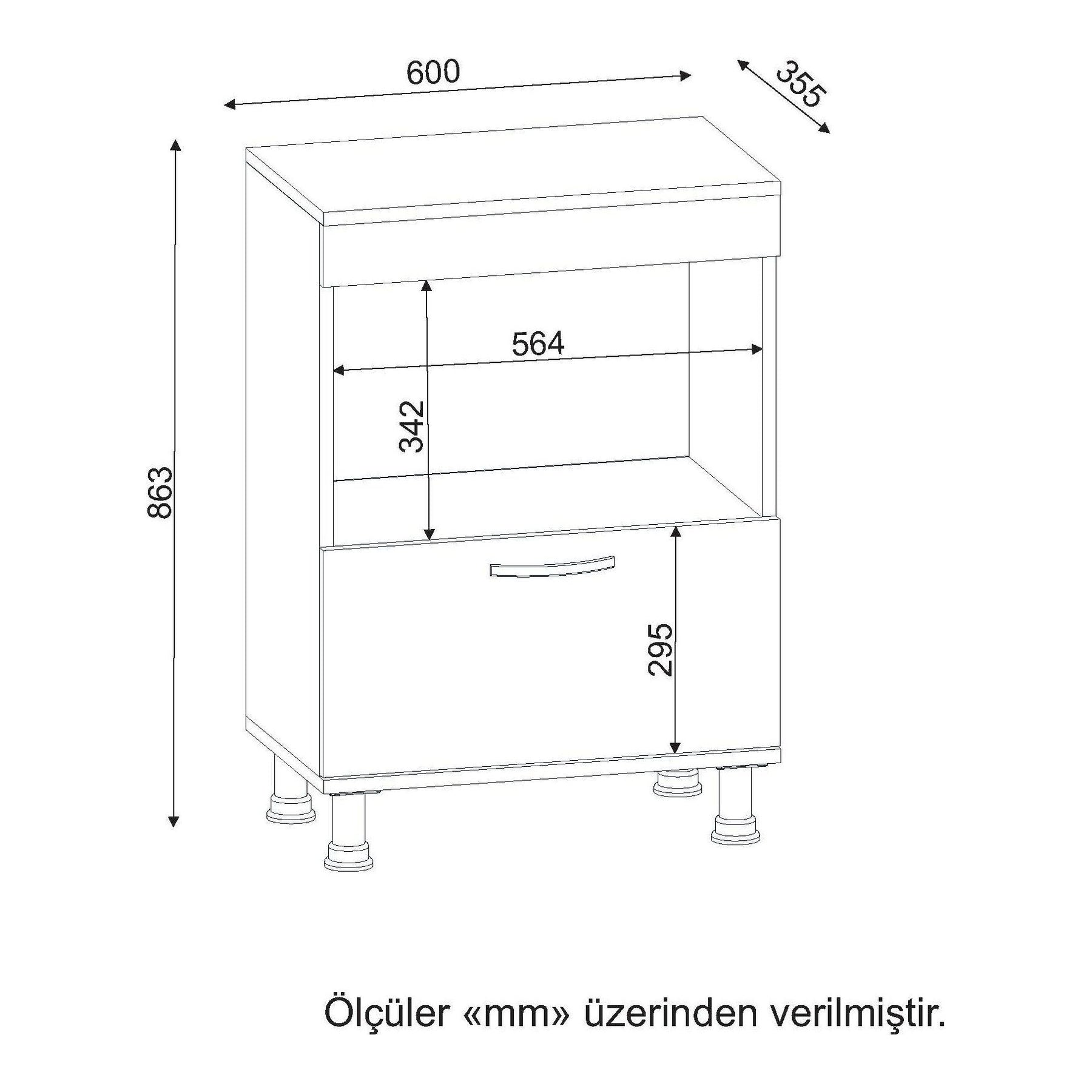 Dulap bucatarie Merkür, alb, PAL, 60x35x86 cm