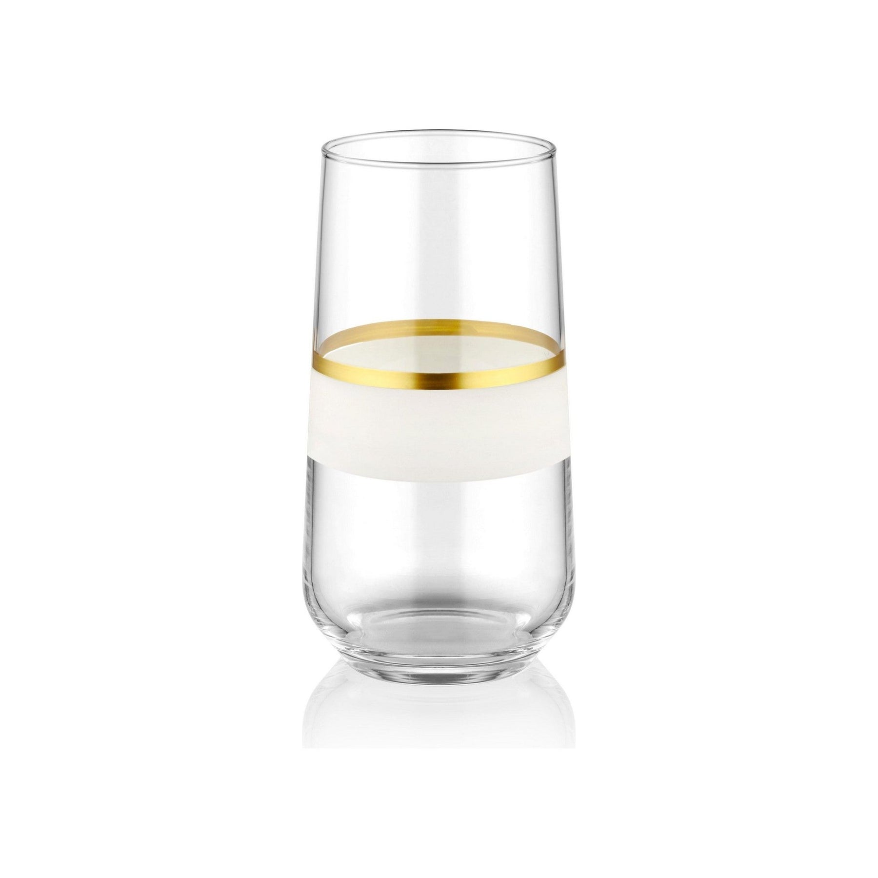 Set pahare din sticla 6 buc SNW0002, alb/auriu, 100% sticla, 15x7x7 cm