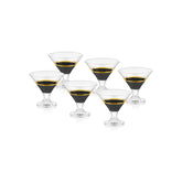 Set 6 cupe pentru inghetata GLW0005, negru/auriu, sticla 100%, 9x8x8 cm