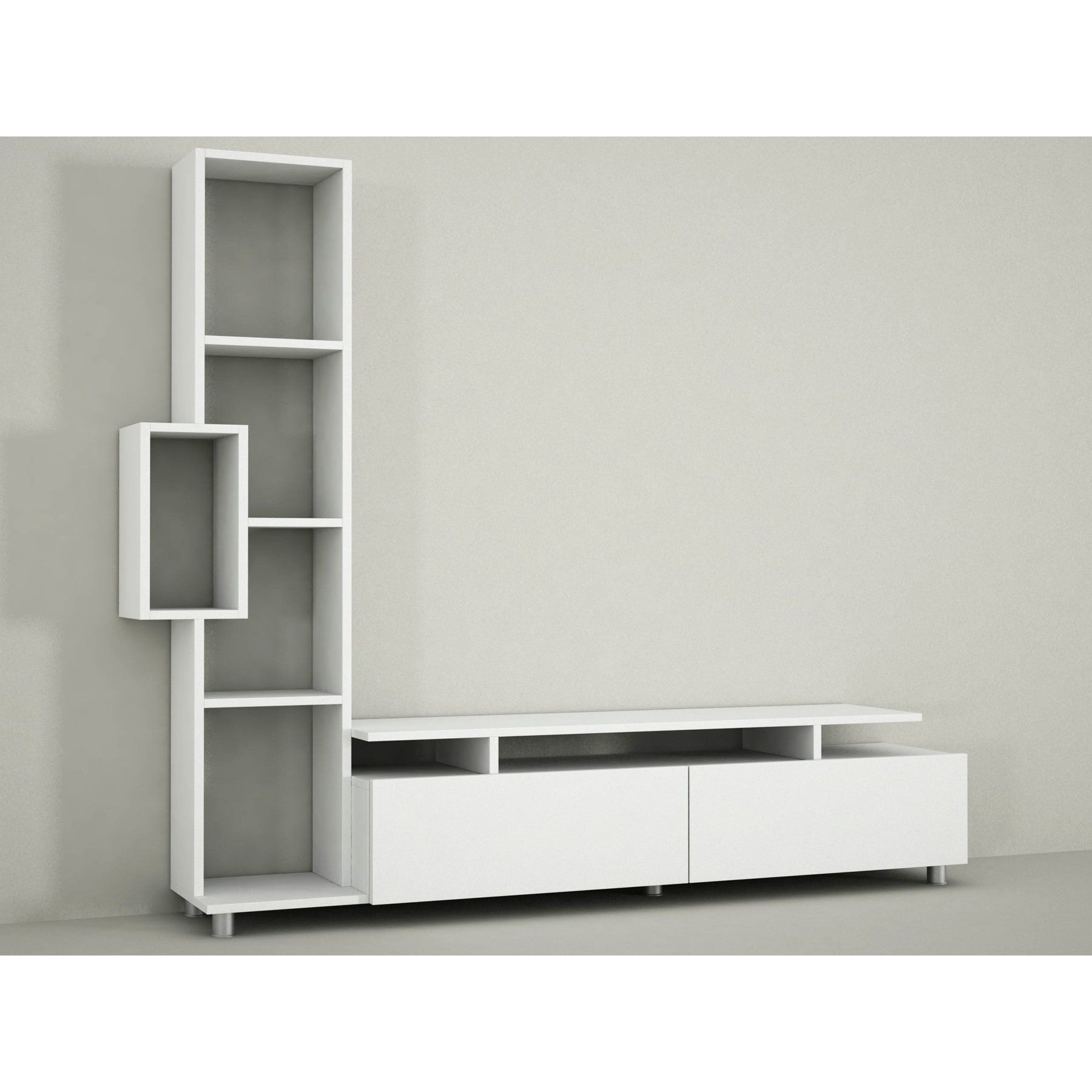 Set living TV Tulip, din PAL melaminat, alb, 190x167x30 cm