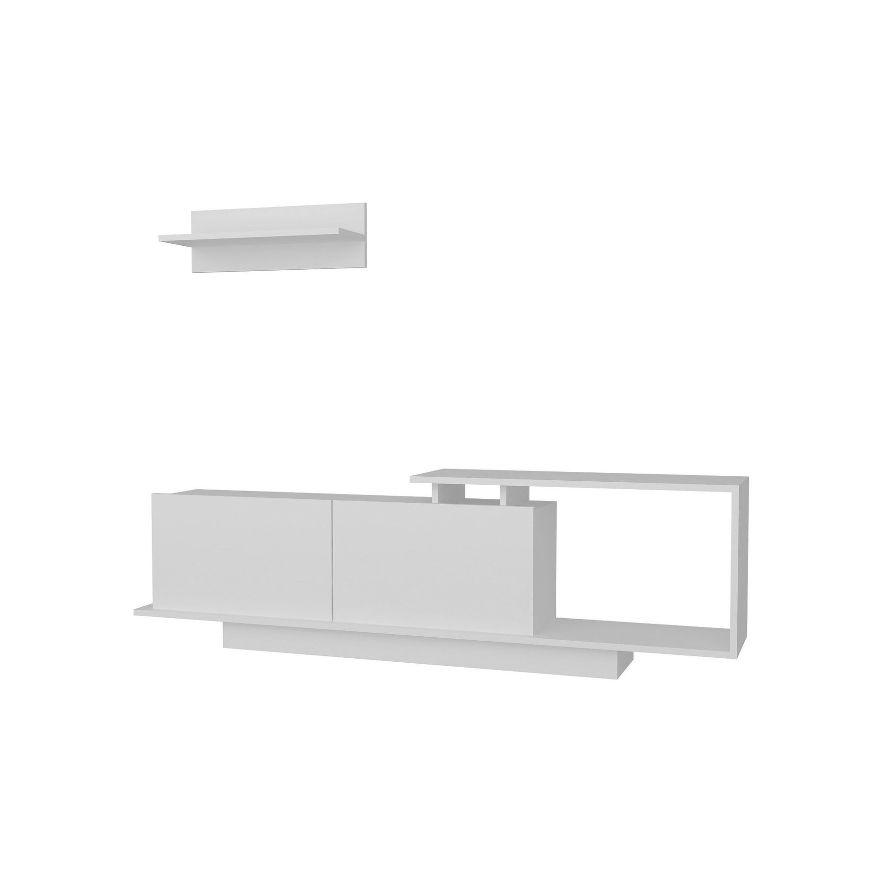 Set living Asos, format din comoda TV si o polita, alb, PAL