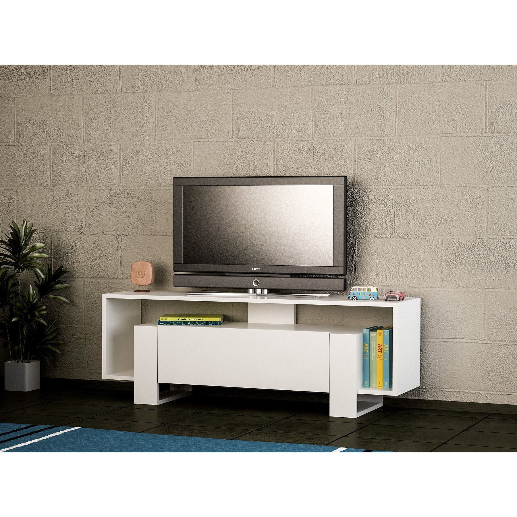 Comoda TV Mery, din PAL melaminat, alb, 120x33x49 cm