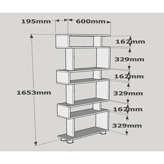 Biblioteca Blok, alb, PAL melaminat, 60x165x20 cm