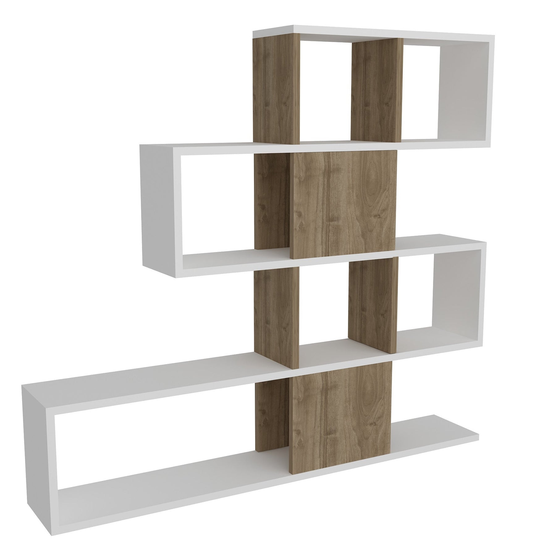 Biblioteca Karlin, din PAL melaminat, alb/alun, 120x20x109 cm