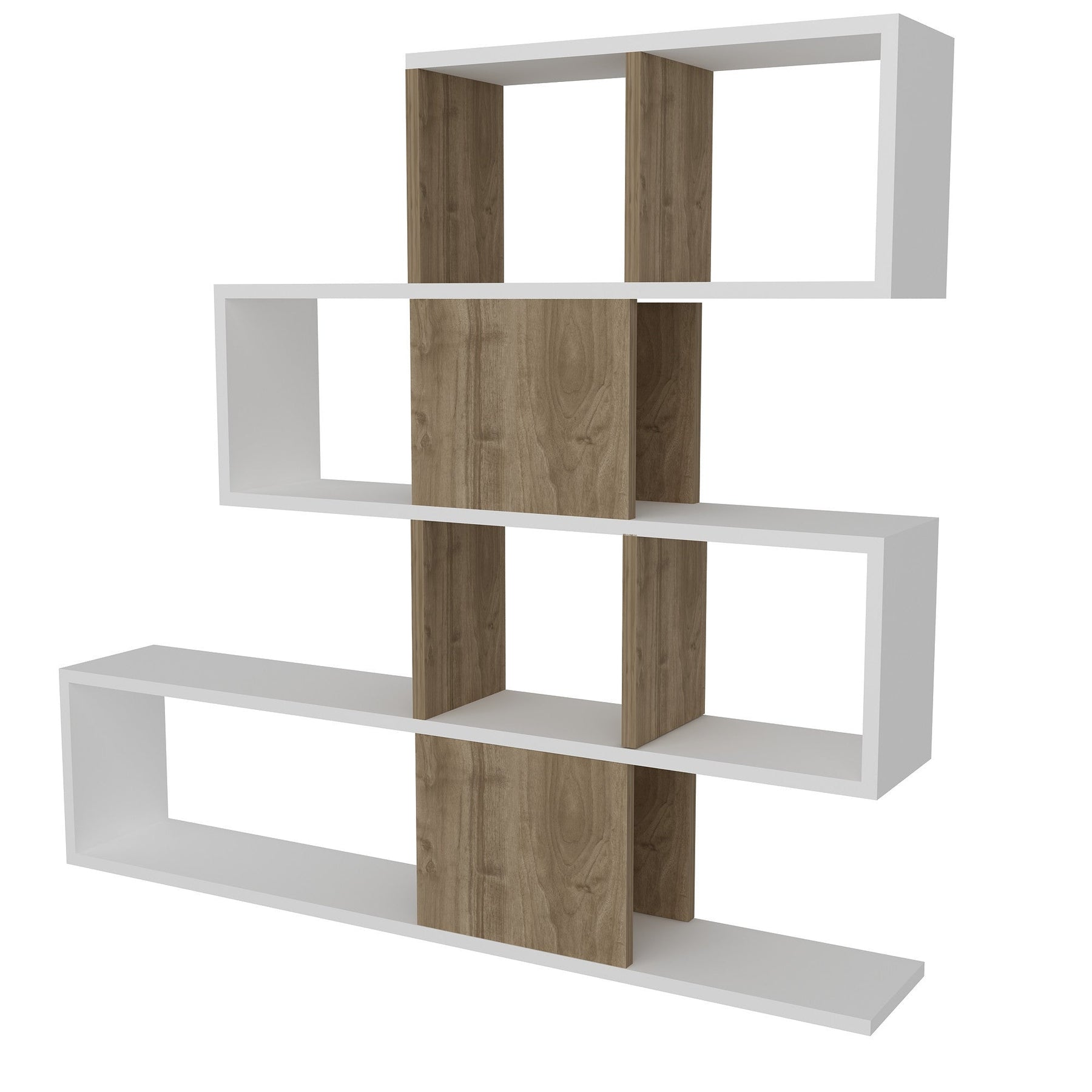 Biblioteca Karlin, din PAL melaminat, alb/alun, 120x20x109 cm