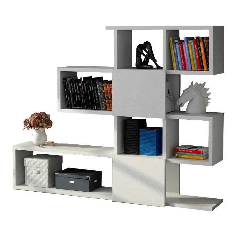 Biblioteca Karlin, din PAL melaminat, alb, 120x20x109 cm