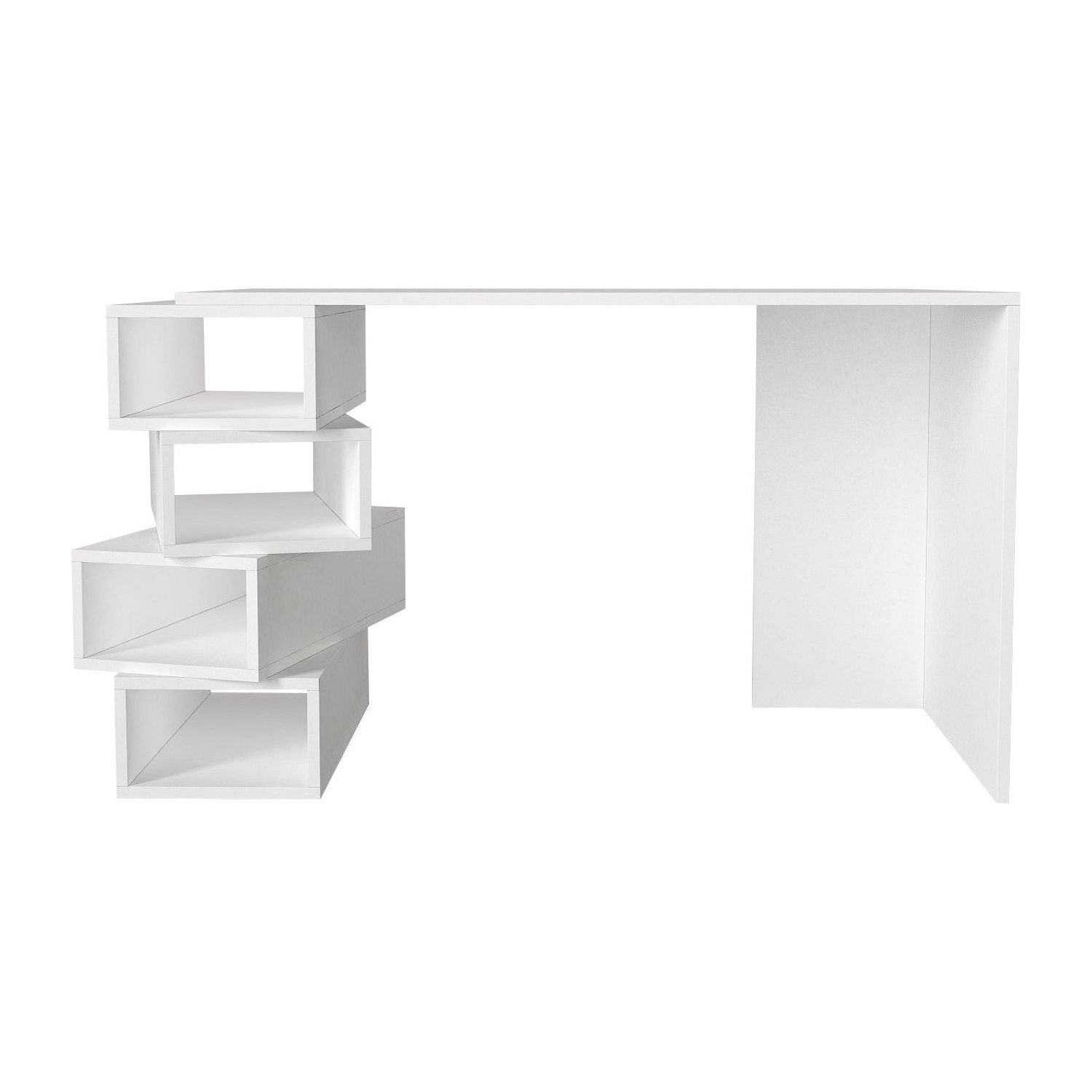 Birou Jenga, din PAL melaminat, alb, 130x60x75 cm