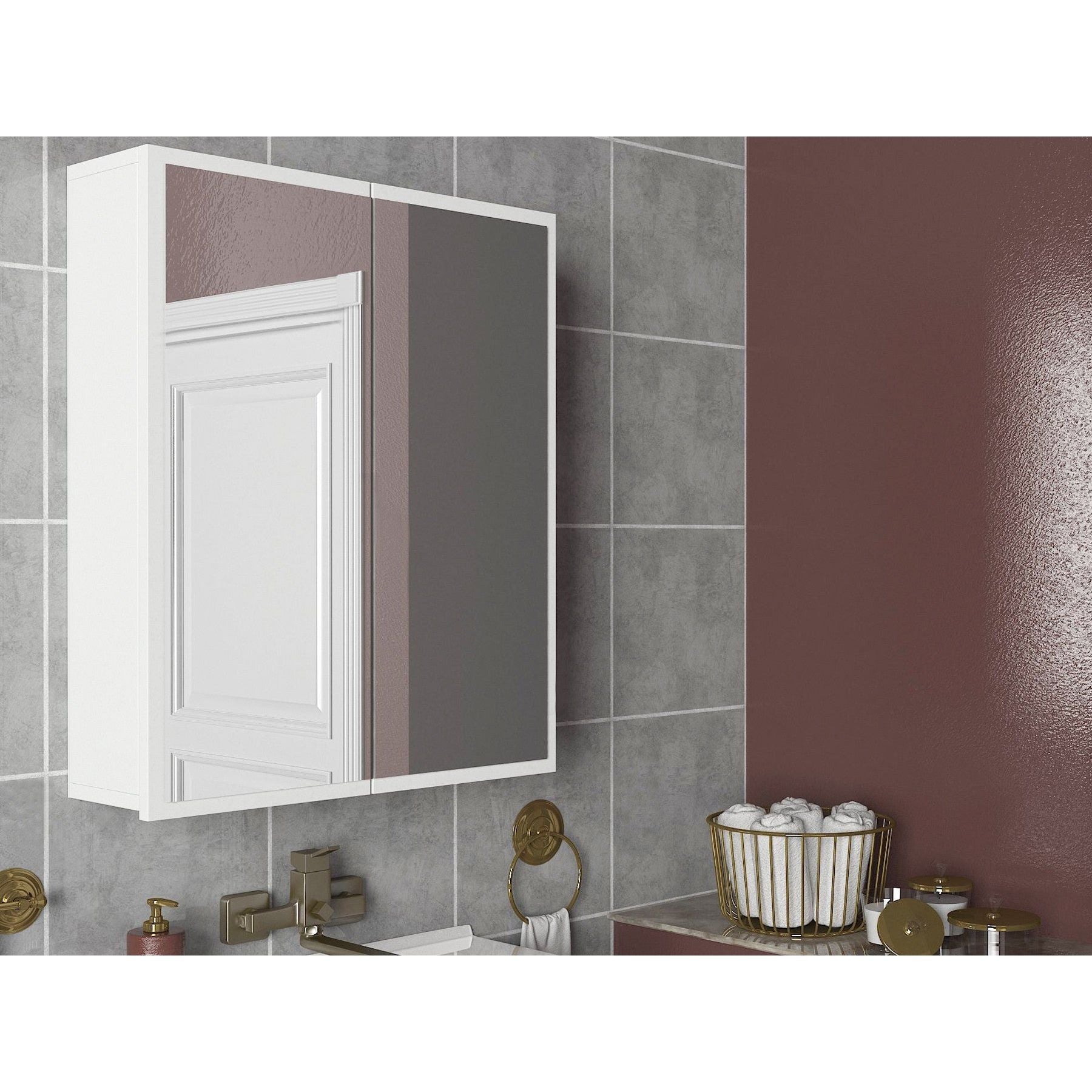 Dulap de baie Kayla, alb, PAL, 60x17x78 cm