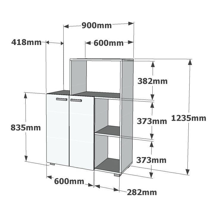 Dulap bucatarie Pars, alb, PAL melaminat, 90x42x123.5 cm