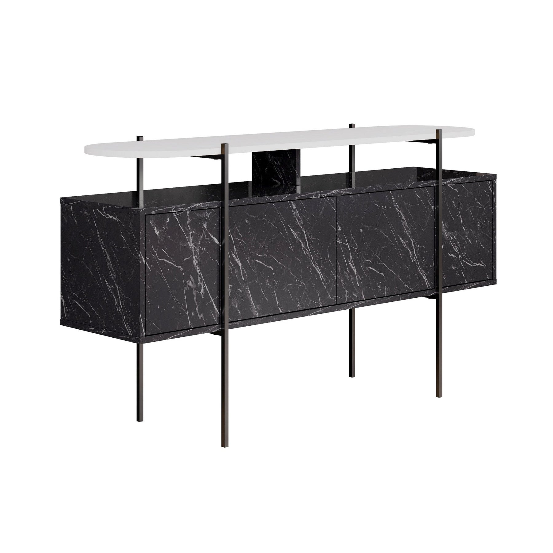Consola Hanley, negru/alb, PAL, 150x38x86 cm