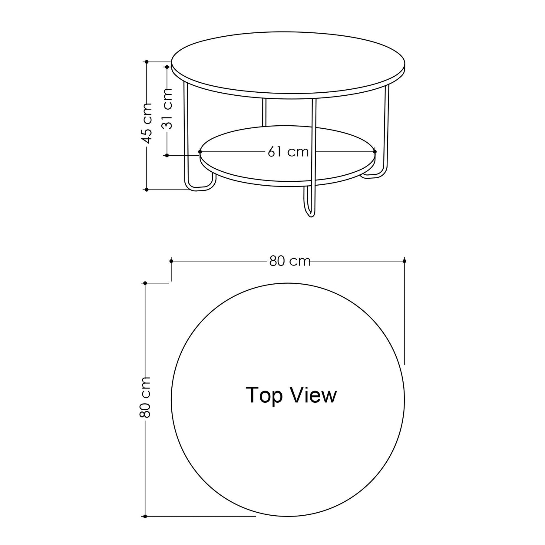 Masuta cafea Corro, alb/negru, PAL, 80x80x45 cm