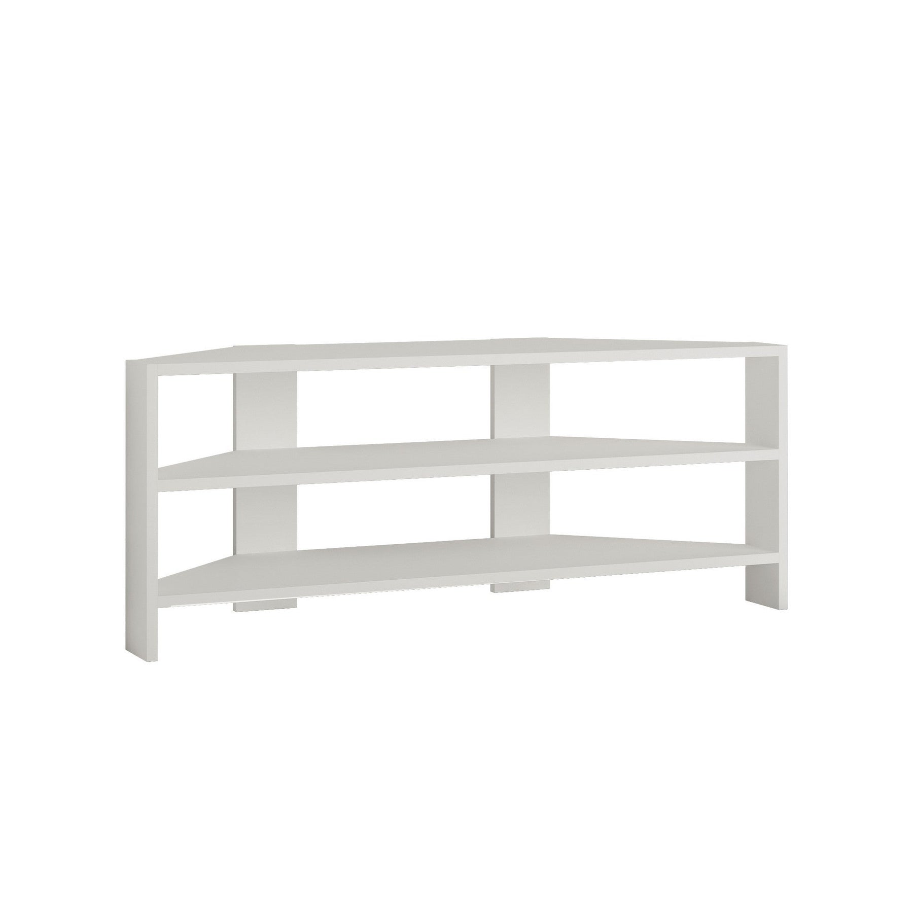 Comoda TV Thales Corner, alb, PAL melaminat, 114x36x45 cm