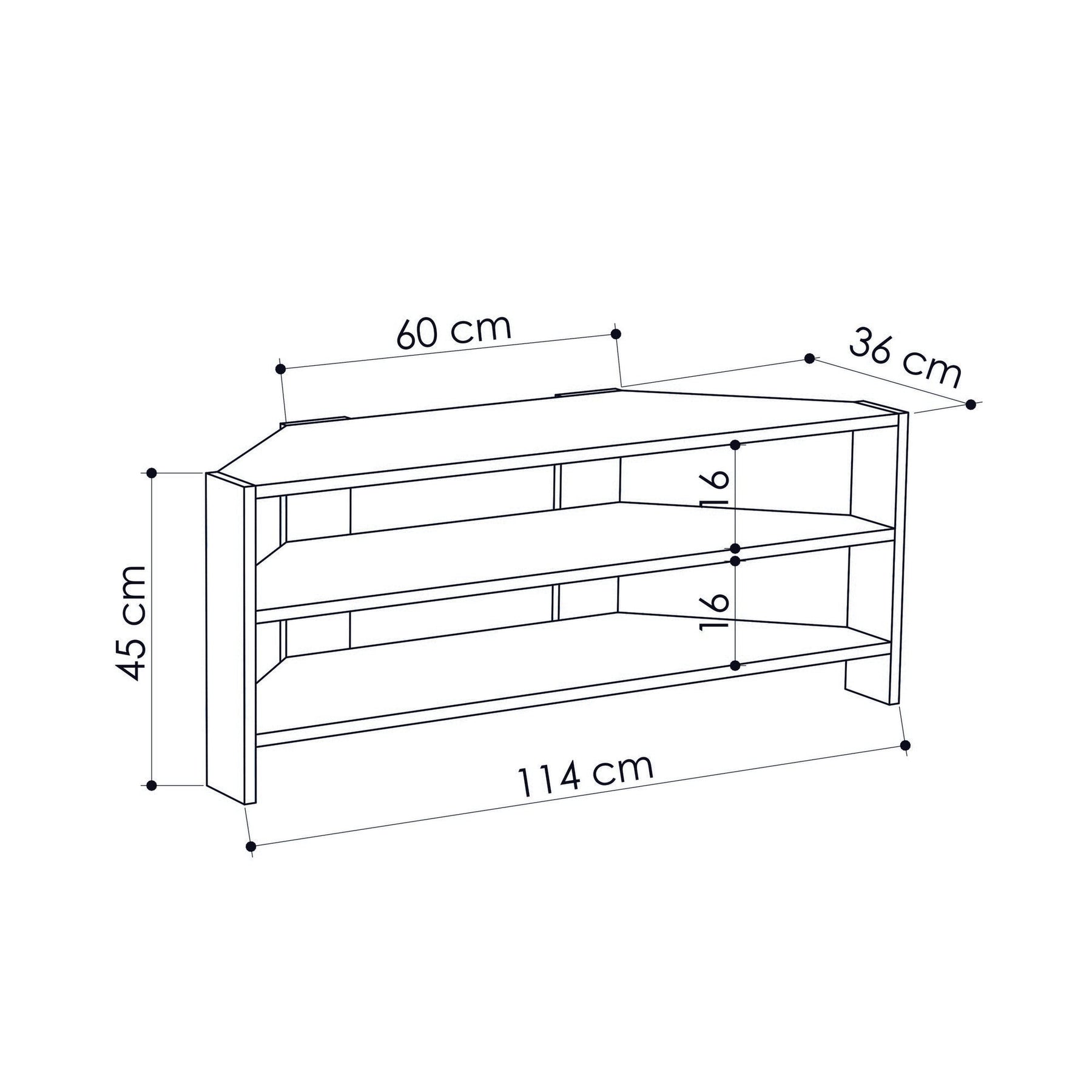 Comoda TV Thales Corner, stejar, PAL melaminat, 114x36x45 cm