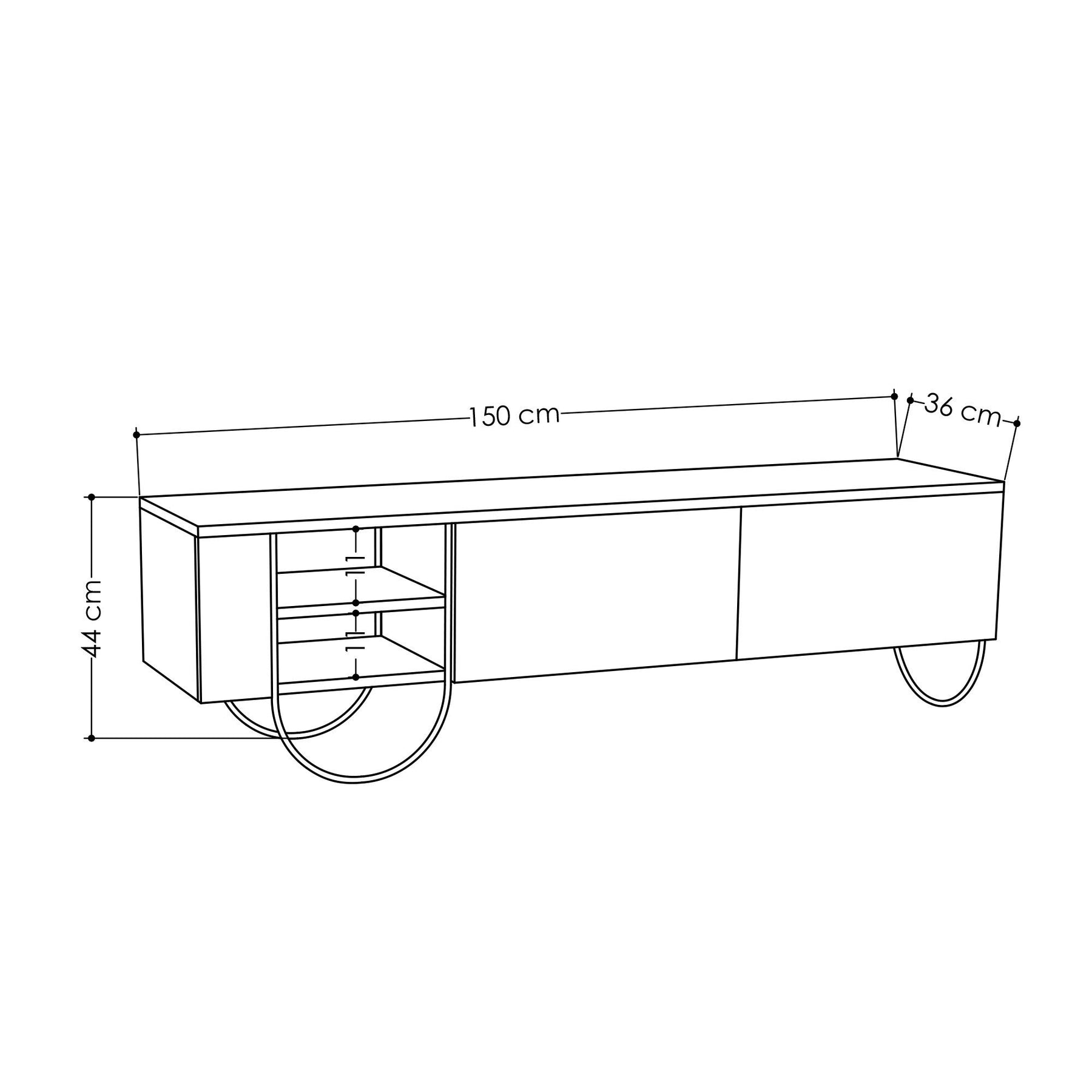 Comoda TV Norfolk, bej, PAL/metal, 150x36x44 cm