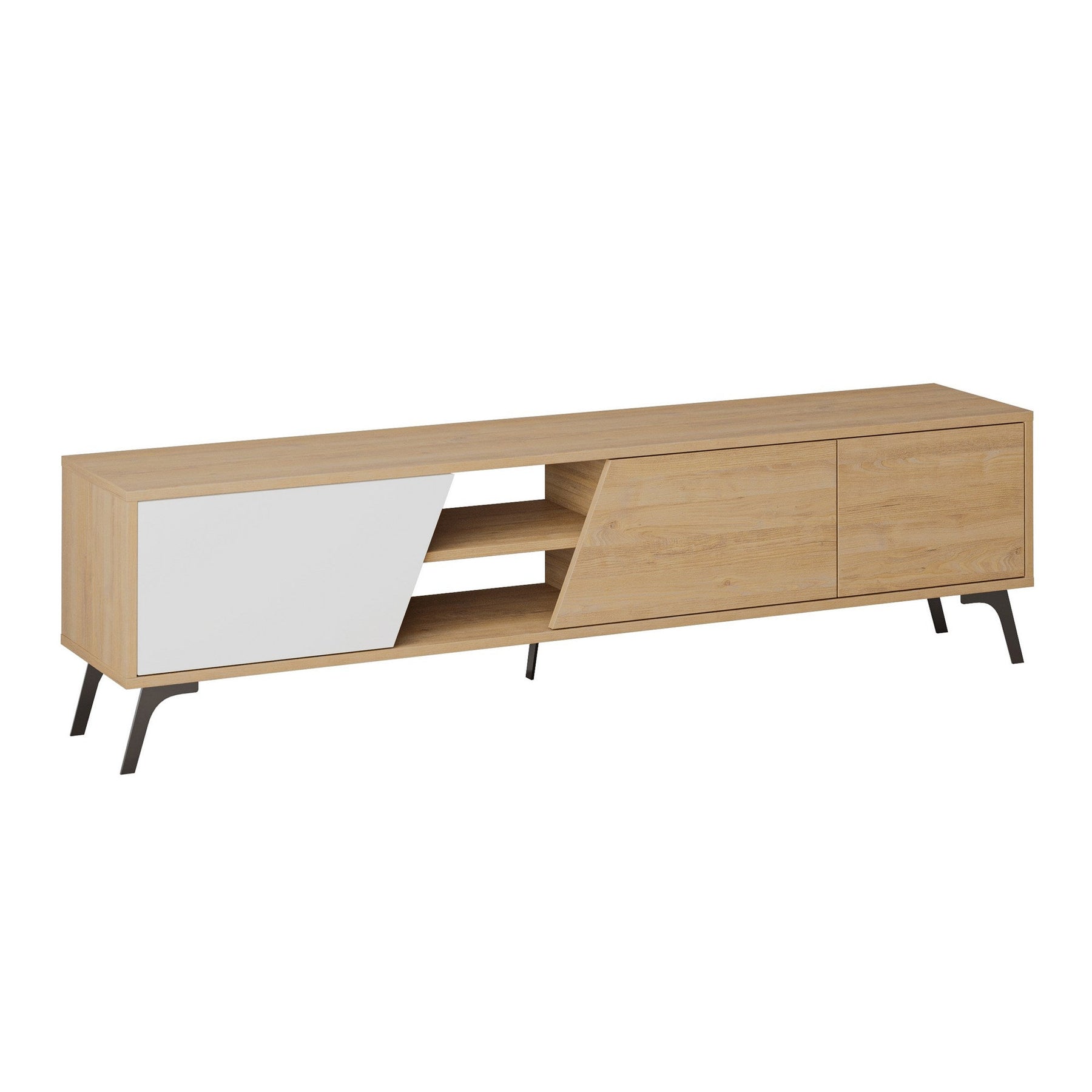 Comoda TV Fiona, stejar/alb, PAL, 180x36x48 cm