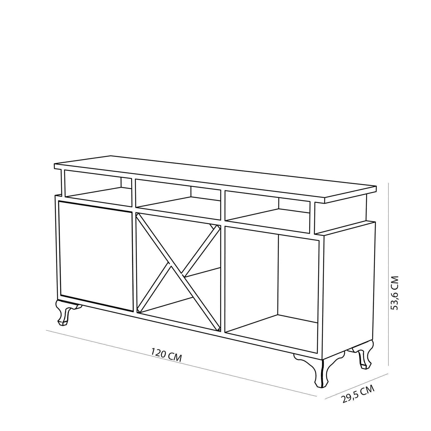 Comoda TV Ay, alb/stejar, PAL, 120x30x54 cm