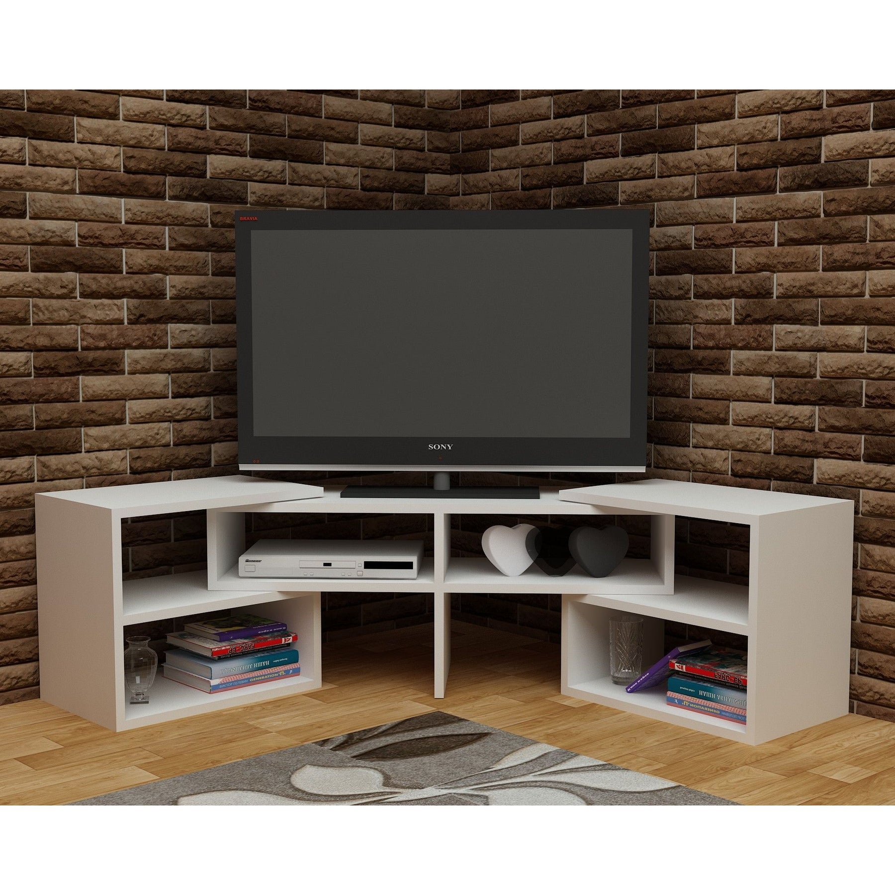 Comoda TV Care, alb, PAL, 137x30x40 cm