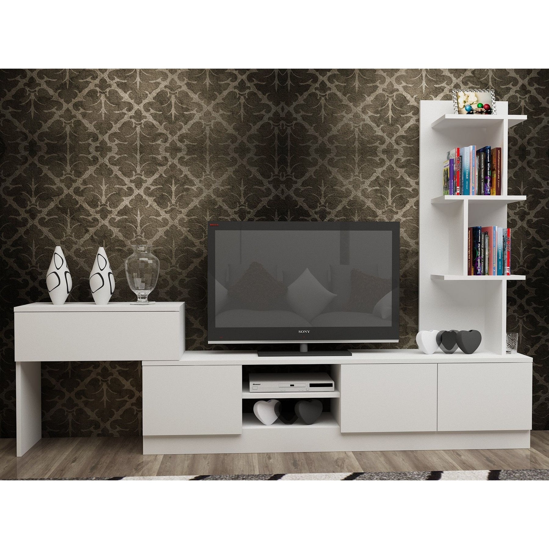 Set mobilier living Team, alb, PAL melaminat