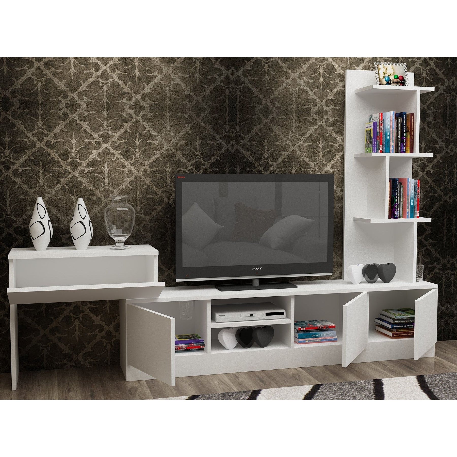 Set mobilier living Team, alb, PAL melaminat