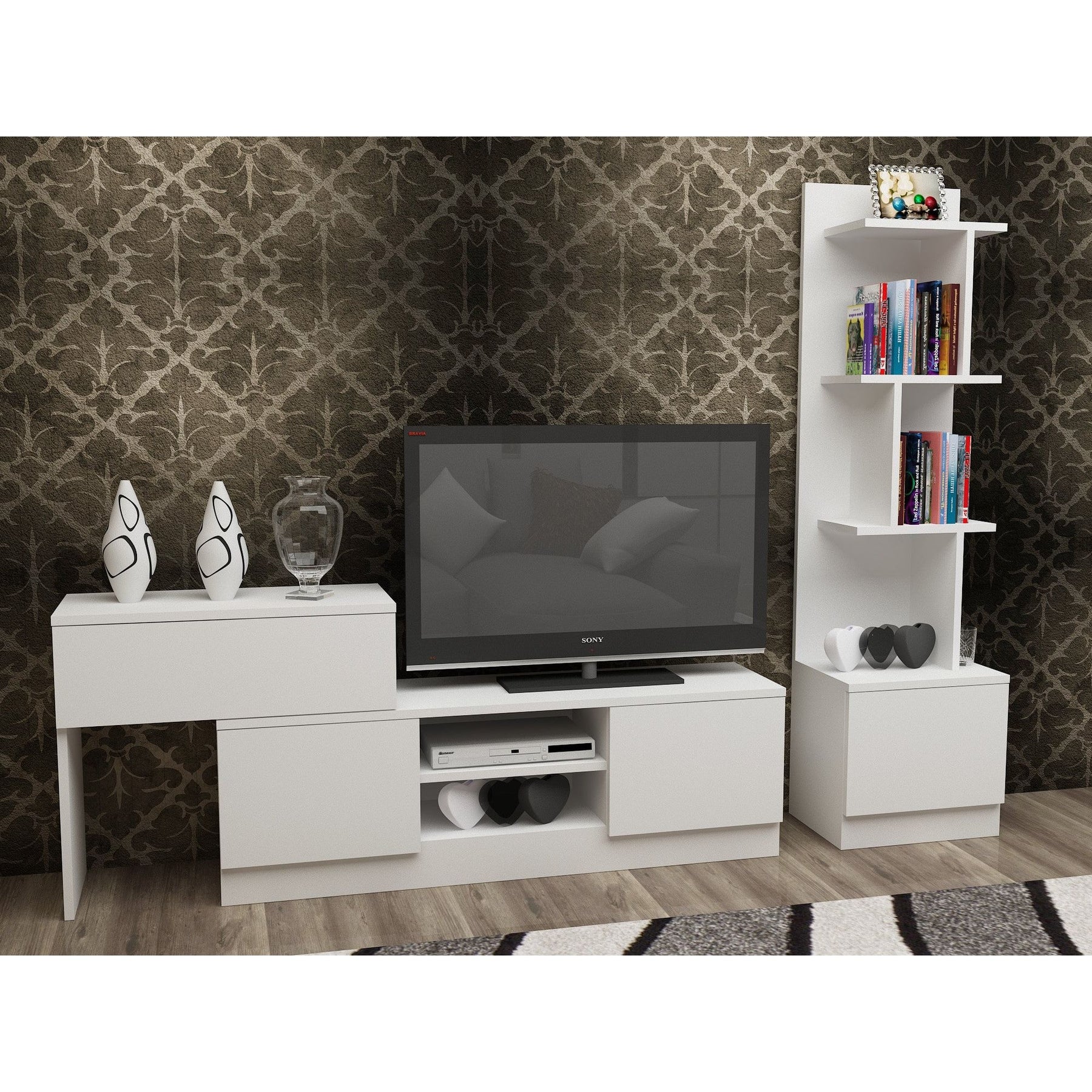 Set mobilier living Team, alb, PAL melaminat