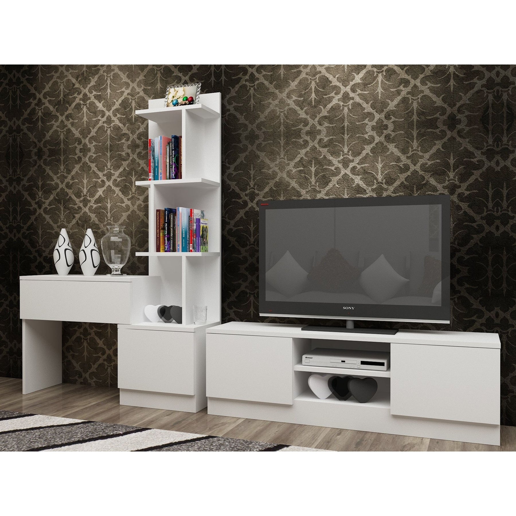 Set mobilier living Team, alb, PAL melaminat