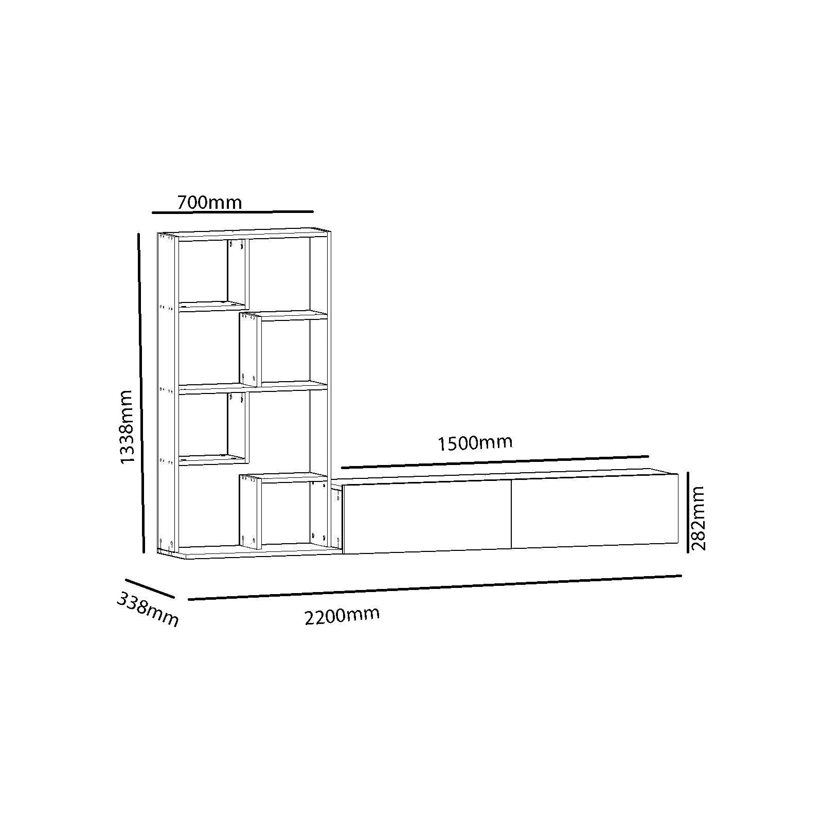 Set Living Bare, din PAL melaminat, alb, 220x33.8x133.8 cm