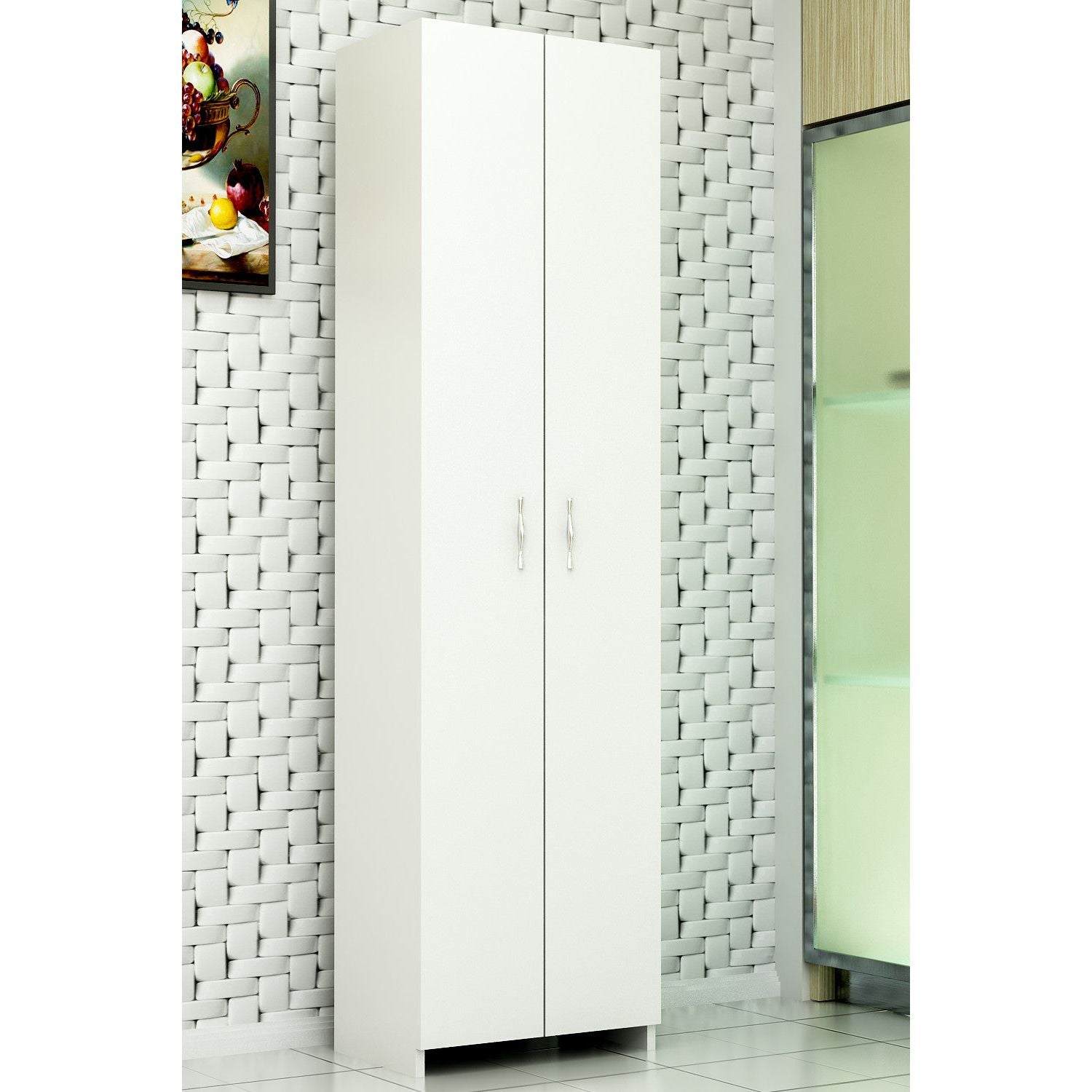 Dulap multifunctional Atlantis, din PAL melaminat, alb, 49x30x182 cm